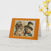 Carte Anniversaire vintage de couples de chat (Fleur jaune)
