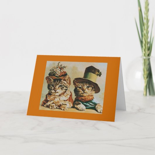 Carte Anniversaire vintage de couples de chat (Devant)