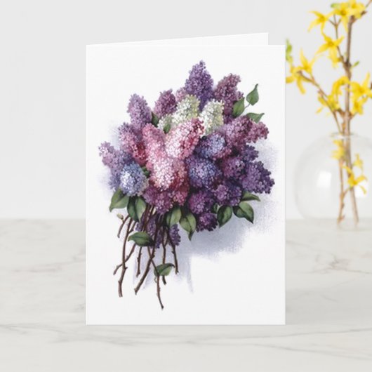 Carte Anniversaire vintage de lilas (Fleur jaune)