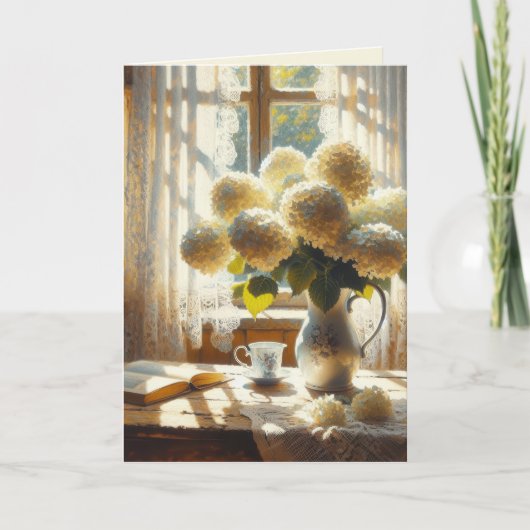 Carte Anniversaire Vintage Hydrangea Bouquet (Devant)