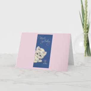 Carte Anniversaire vintage Kitten Belt