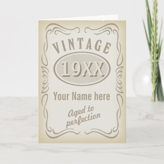 Carte anniversaire vintage (modifiable) (Devant)