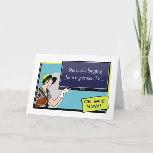 Carte Anniversaire, Vintage Retro Lady avec TV (Devant)