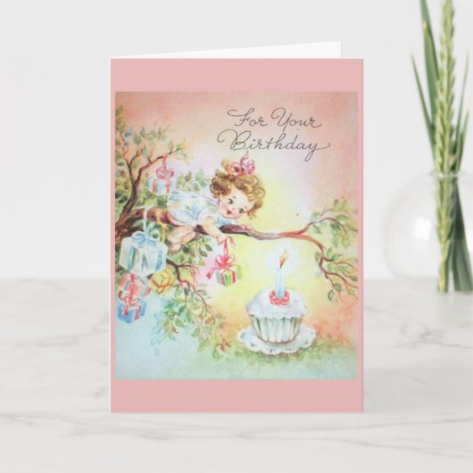 Carte Anniversaire vintage - Surprises les plus douces, (Devant)