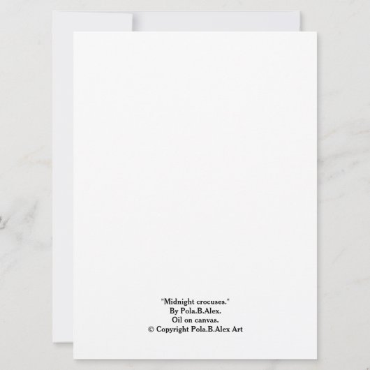 Carte Anniversaire violet crocus fleurs par Pola.B.Alex (Dos)