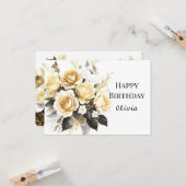 Carte Anniversaire virtuel en or et noir (Devant/Arrière en situation)