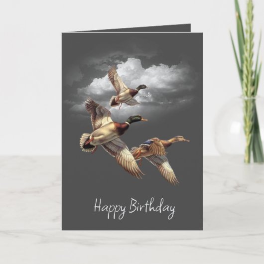 Carte Anniversaire Vol Mallard Canards (Devant)