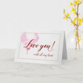 Carte anniversaire vous aimez avec le coeur rose (Fleur jaune)