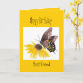 Carte Anniversaire - Vous êtes le Papillon - Meilleur Am (Fleur jaune)