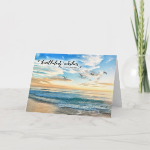 Carte  Anniversaire Vous Manquez Plage Coucher de soleil