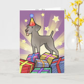 Carte Anniversaire Weimaraner (Fleur jaune)