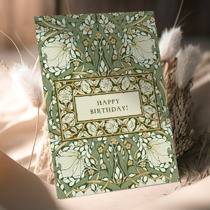 Carte Anniversaire William Morris blanc et vert Pimperne