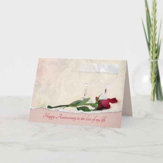 Carte Anniversaire Wine and Red Rose (Devant)