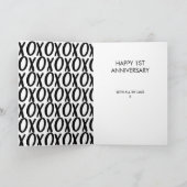 Carte Anniversaire XOXO Hugs Baisers noir blanc photo (Intérieur)