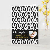 Carte Anniversaire XOXO Hugs Baisers noir blanc photo (Fleur jaune)