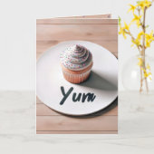 Carte Anniversaire Yum Cupcake (Fleur jaune)