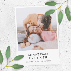 Carte Anniversary Modern Photo Love Kisses Stylish Card