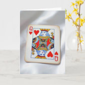 Carte Anniversary Queen of Hearts On White Satin Fabric (Fleur jaune)