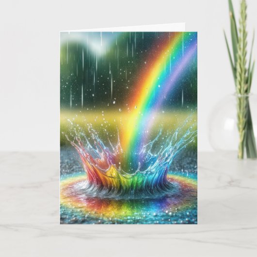 Carte Anniversary Rainbow Splashing In a Puddle (Devant)