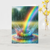 Carte Anniversary Rainbow Splashing In a Puddle (Fleur jaune)