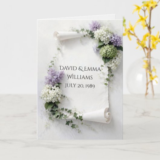 Carte Anniversary Scroll with Lilacs and Hydrangeas  (Fleur jaune)