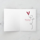 Carte anniversary woooored heart witdaisy bouquet (Intérieur)