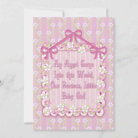 Carte Annonce de bébé fille rose et frilly (Devant)