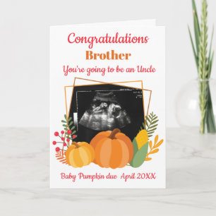 Carte Annonce de bébé mignon Scan Citrouille Oncle