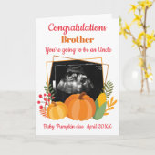 Carte Annonce de bébé mignon Scan Citrouille Oncle (Fleur jaune)