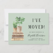 Carte Annonce de déménagement Boho Plants Vert Sauge (Devant)