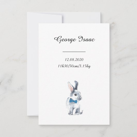Carte Annonce de la naissance de notre fils Design 2 (Devant)