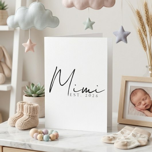 Carte Annonce de l'année Mimi EST Design de script éléga