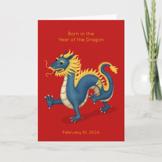 Carte Annonce de naissance de bébé de l'année du Dragon (Devant)