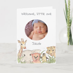 Carte Annonce de naissance de bébé safari en bois mignon