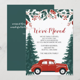 Carte Annonce de Noël de Red Car Nous Avons Déménagé