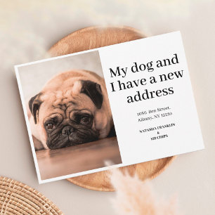 Carte Annonce de nouvelle adresse avec photo de chien No