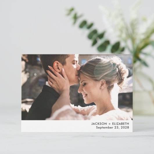 Carte Annonce de photo de mariage moderne et en fuite (Debout devant)