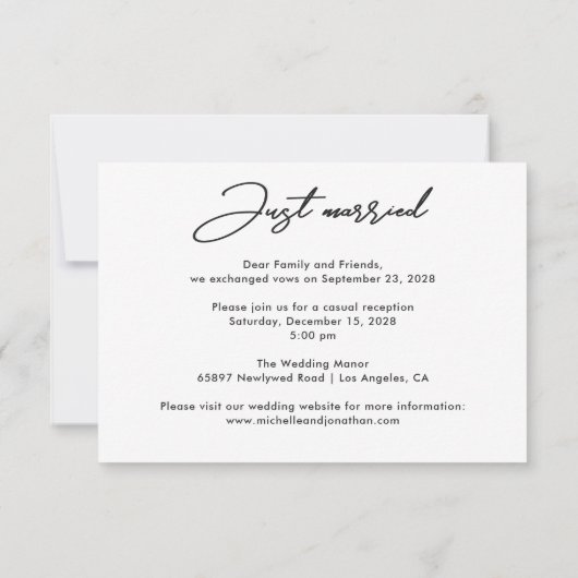 Carte Annonce de photo de mariage moderne et en fuite (Dos)