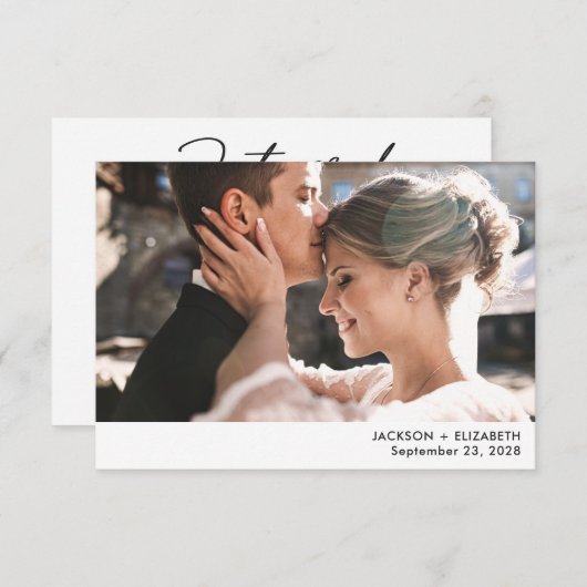 Carte Annonce de photo de mariage moderne et en fuite (Devant / Derrière)