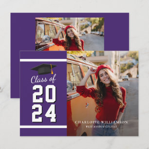 Carte Annonce de photo de remise de diplôme violet 2026