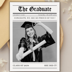 Carte Annonce de photo de remise de diplômes de journal 