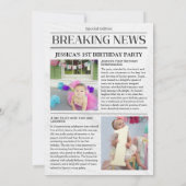 Carte Annonce de premier anniversaire de Breaking News (Dos)