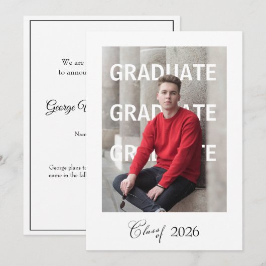 Carte Annonce de remise de diplôme de lycée unique (Devant / Derrière)