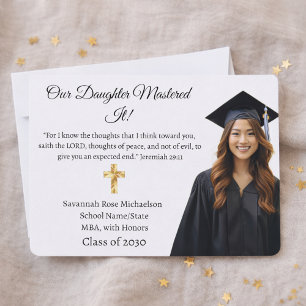 Carte Annonce de remise de diplôme MBA avec verset bibli