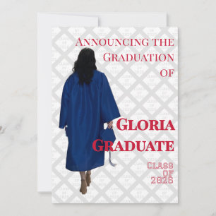 Carte Annonce de remise de diplôme Rouge et Blanc