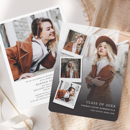 Carte Annonce de remise des diplômes multi photos promo