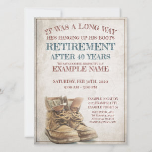 Carte Annonce de retraite avec de vieilles bottes