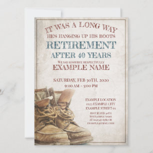 Carte Annonce de retraite avec de vieilles bottes