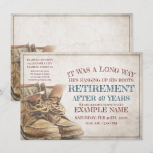 Carte Annonce de retraite avec de vieilles bottes