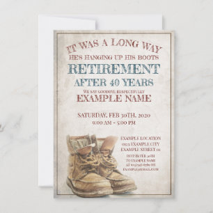 Carte Annonce de retraite avec de vieilles bottes